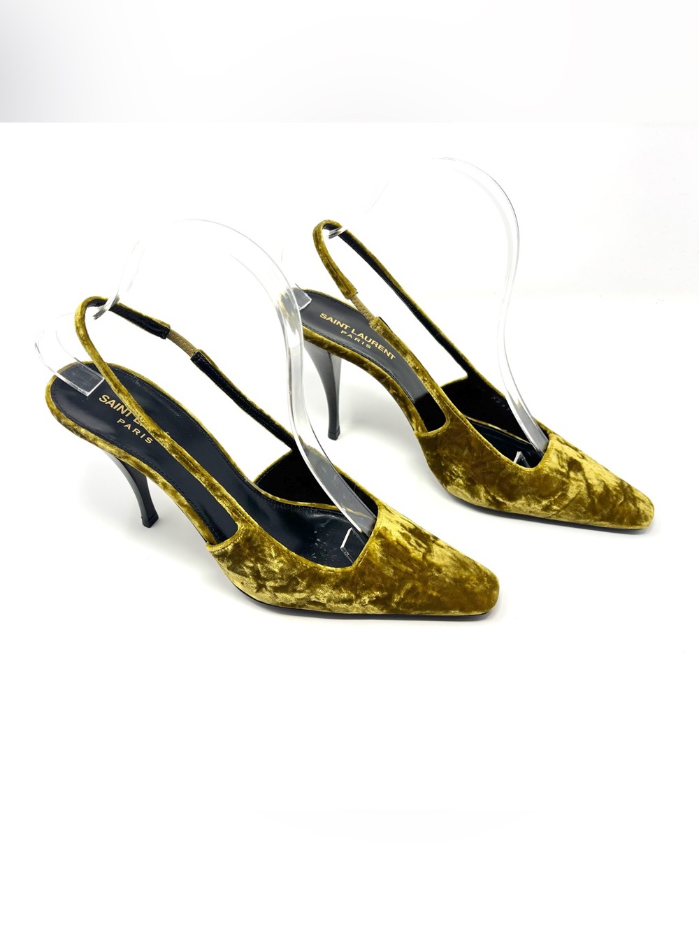 Saint Laurent Blade Velvet Slingback Pointed Toe Pumps Heels 38.5